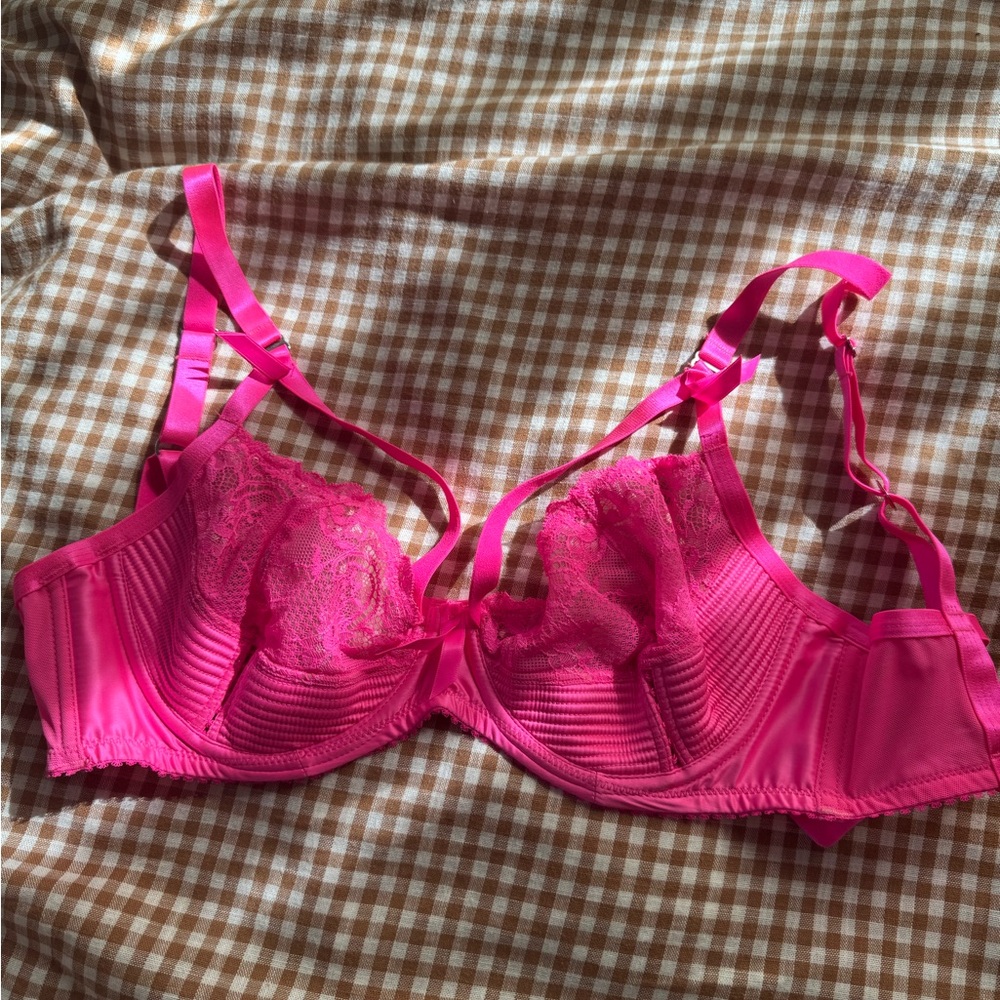 Dita Von Teese Hot Pink Madame X Balconette Underwire Bra 34DD - Picture 6 of 6